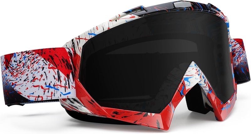 4-FQ Motocross Goggles ATV DirtBike Riding Racing Eyewear Windproof Glasses, UV400 Anti-Fog Scratch Impact Resistant Eye Protection Safety Goggles for Youth Men & Women(Grey Lens) - Image 1